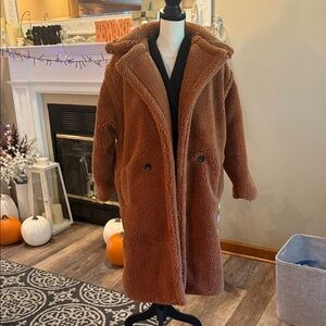 Nasty Gal Cozy Brown Teddy Jacket